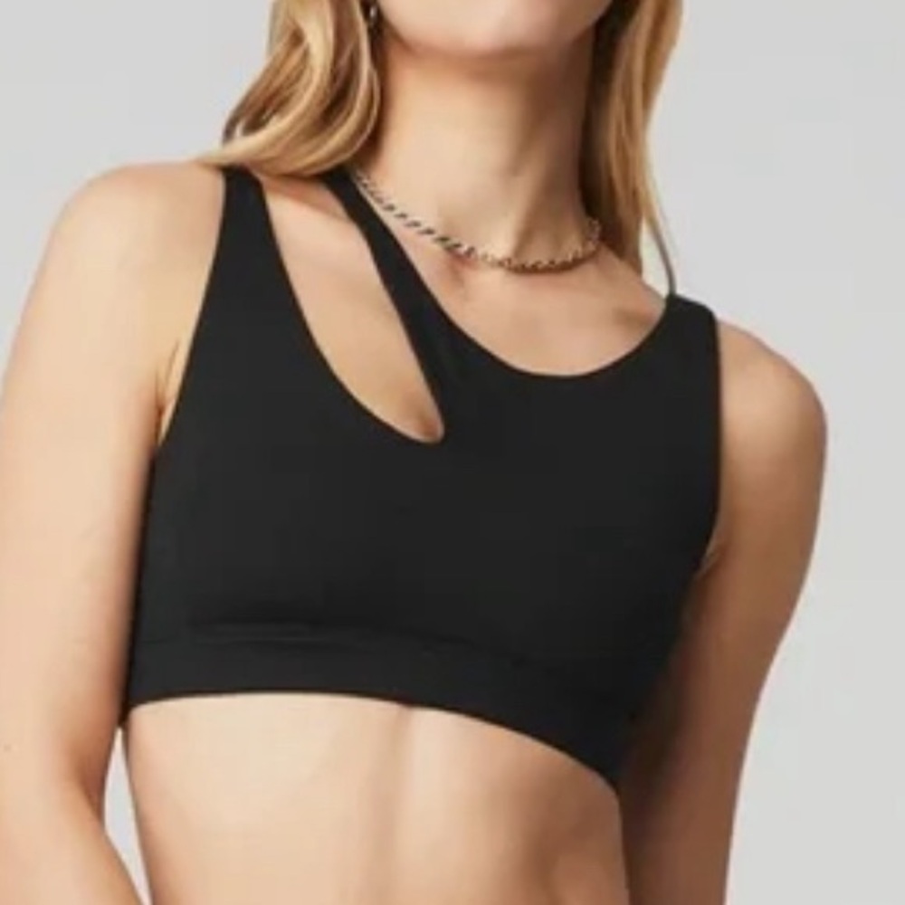 ALO Yoga Black Asymmetric Cutout Sports Bra